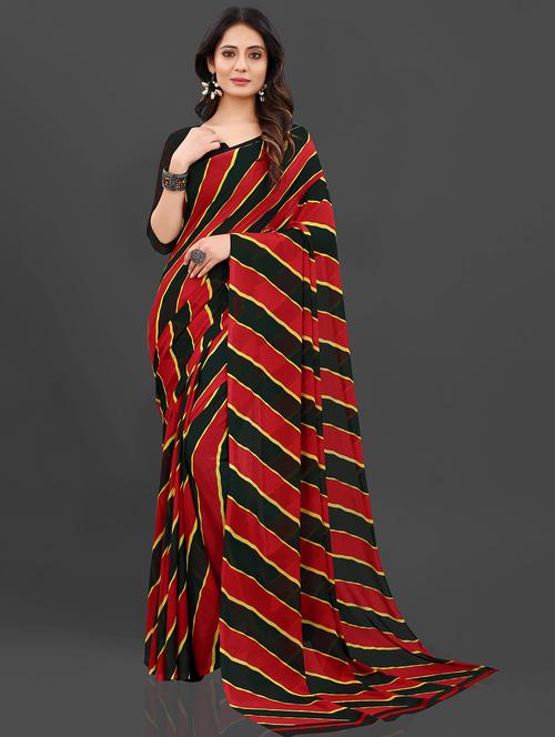 women striped printed casual wear saree with blouse - 21954261 - Very Small Image - 1