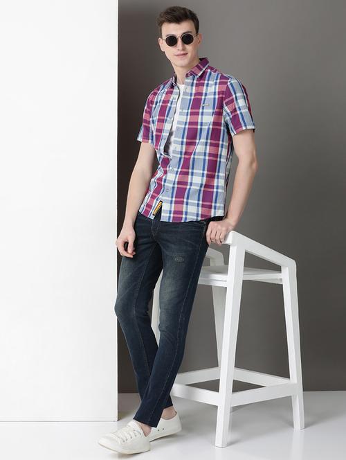 men checkered short sleeve regular fit casual shirt - 21954667 - Very Small Image - 1