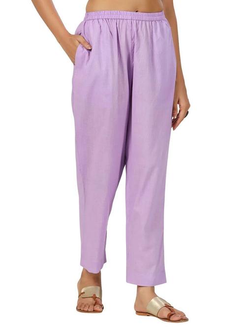 women lavender solid mid rise tapered pant - 21956032 - Very Small Image - 1