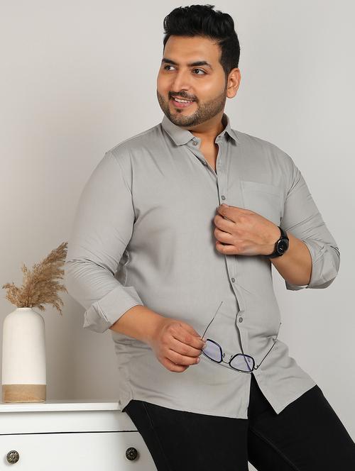 men plus size solid long sleeve regular fit casual shirt - 21956194 - Very Small Image - 1