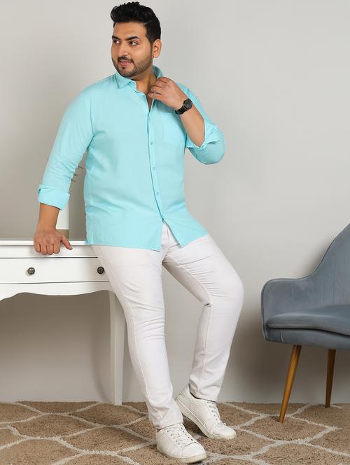 men plus size solid long sleeve regular fit casual shirt - 21956197 - Very Small Image - 1
