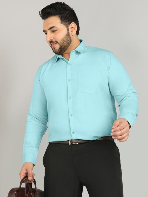 men plus size solid long sleeve regular fit formal shirt - 21956202 - Very Small Image - 1
