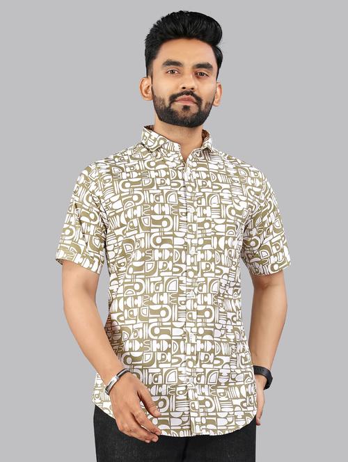men printed short sleeve regular fit casual shirt - 21957774 - Very Small Image - 1