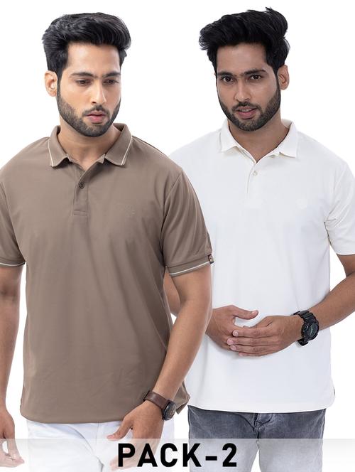 men pack of 2 solid short sleeve polo t-shirt - 21958396 - Very Small Image - 1
