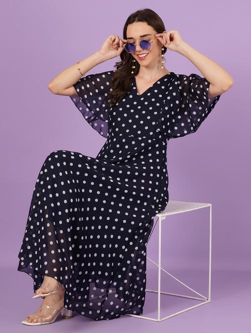 women polka doted batwing sleeve fit & flare dress - 21959245 - Very Small Image - 1