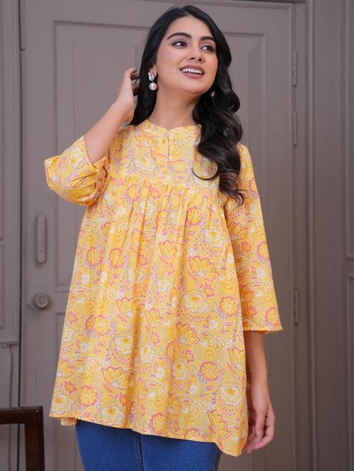 women floral three quarter sleeve peplum tunic - 21960280 - Very Small Image - 1