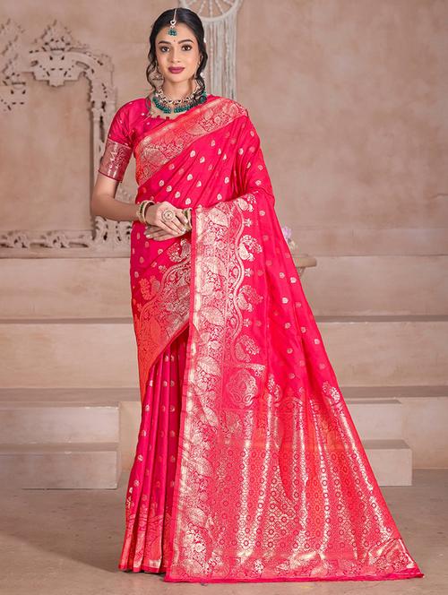 women self design banarasi saree with blouse - 21960296 - Very Small Image - 1