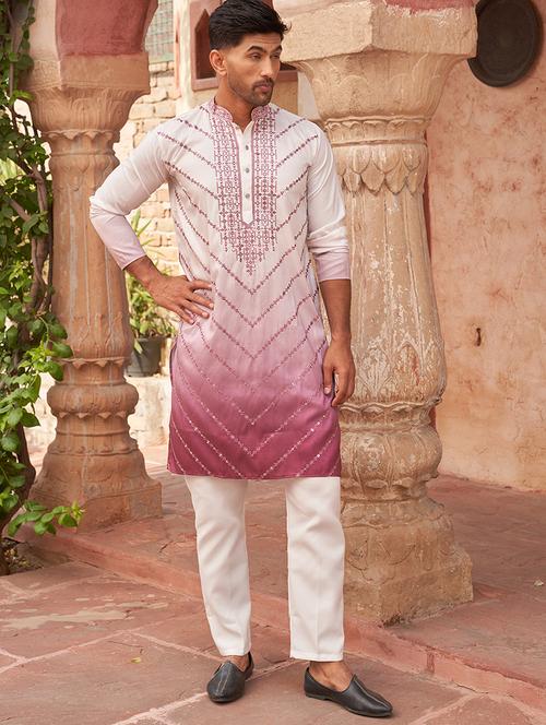 jompers cotton blend geometric maroon kurta pyjama - 21960396 - Very Small Image - 1
