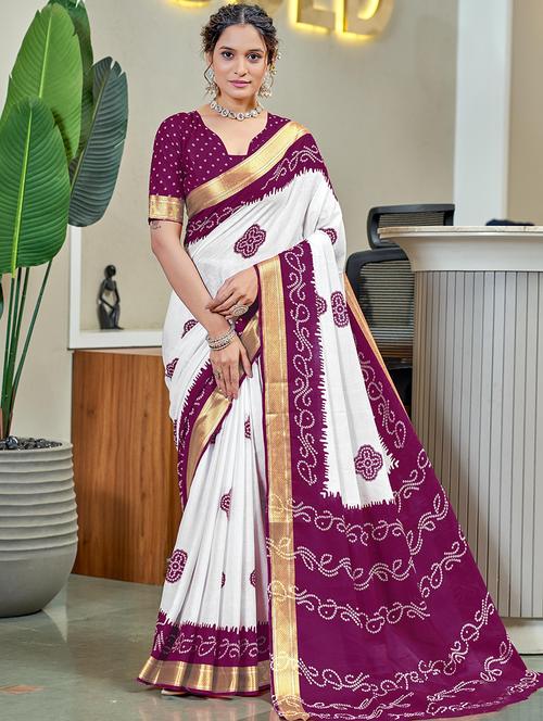 women bandhani printed saree with blouse - 21960492 - Very Small Image - 1