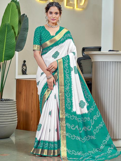 women bandhani printed saree with blouse - 21960498 - Very Small Image - 1