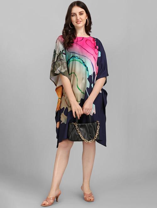 women printed kimono sleeve kaftan dress - 21960607 - Very Small Image - 1