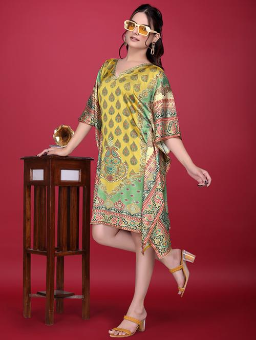 women printed kimono sleeve kaftan dress - 21960620 - Very Small Image - 1