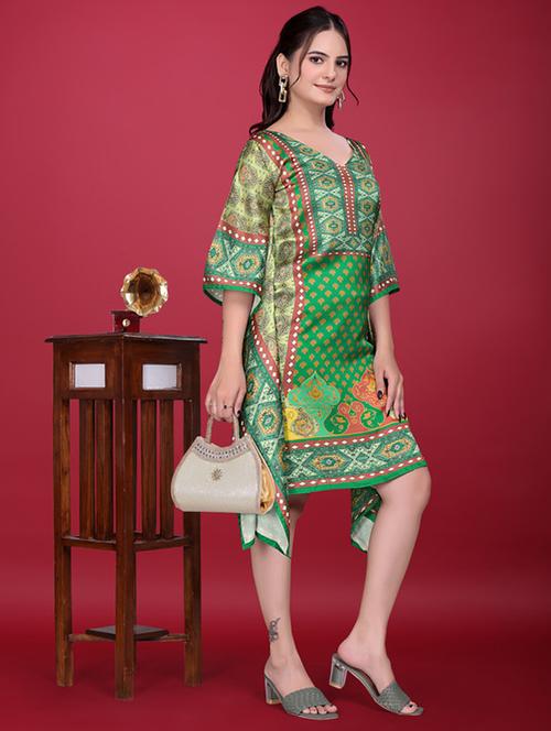 women printed kimono sleeve kaftan dress - 21960625 - Very Small Image - 1
