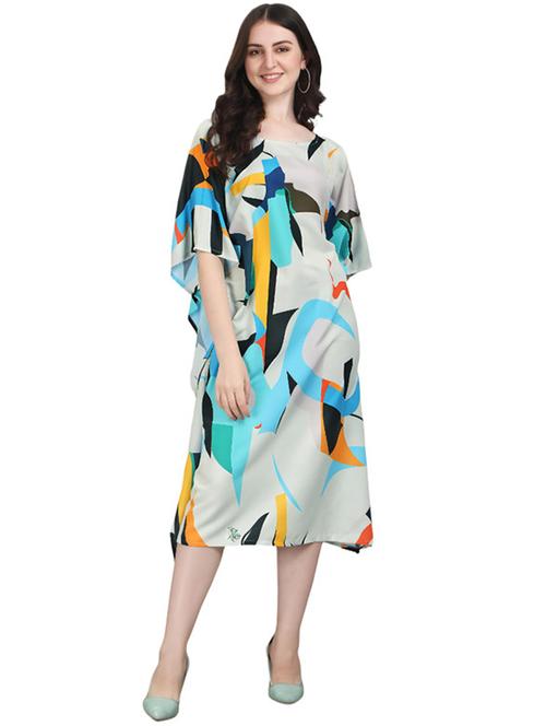 women printed kimono sleeve kaftan dress - 21960650 - Very Small Image - 1