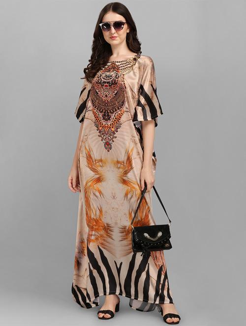 women printed kimono sleeve kaftan dress - 21960659 - Very Small Image - 1