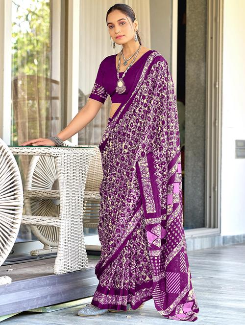 women printed ready to wear saree with blouse - 21961369 - Very Small Image - 1