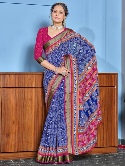 women printed casual wear saree with blouse - 21961375 - Very Small Image - 1