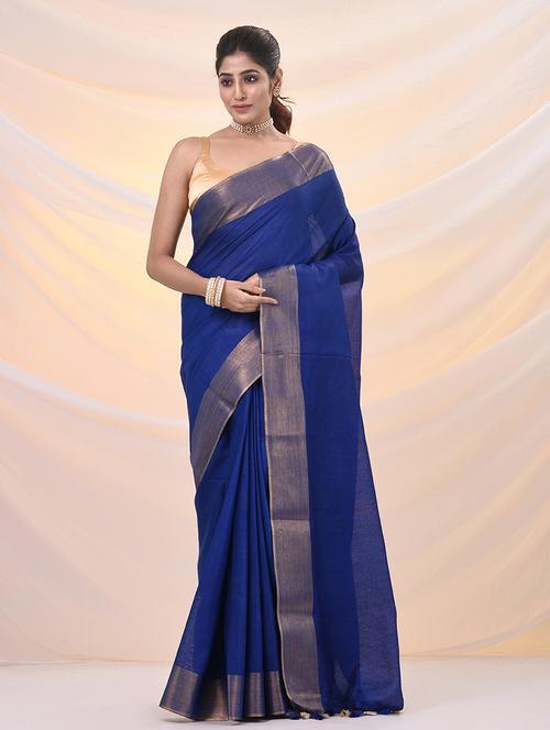 women solid with bordered saree with blouse - 21961517 - Very Small Image - 1