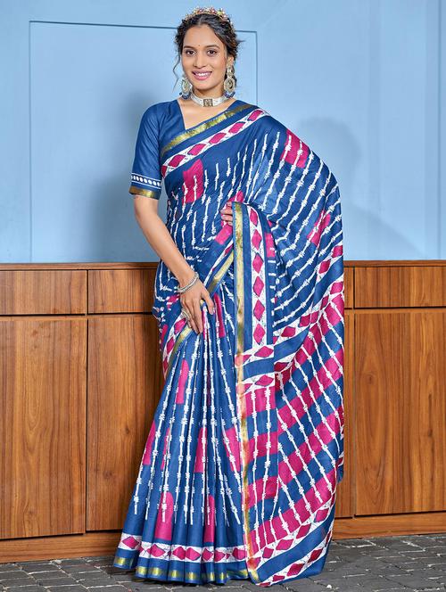 women printed casual wear saree with blouse - 21962382 - Very Small Image - 1