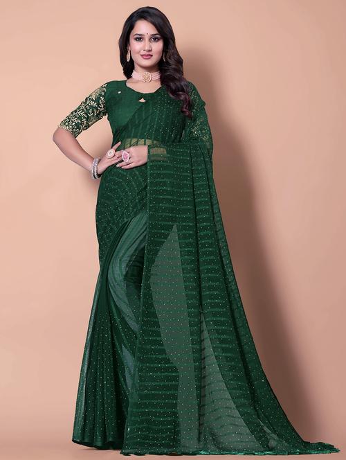 women striped embellished saree with blouse - 21962455 - Very Small Image - 1