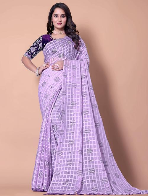 women checkered casual wear saree with blouse - 21962461 - Very Small Image - 1