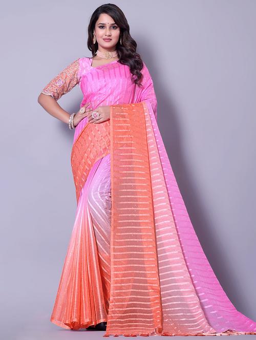 women ombre printed saree with blouse - 21962474 - Very Small Image - 1