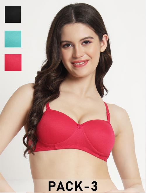 women pack of 3 solid lightly padded t-shirt bra - 21962913 - Very Small Image - 1
