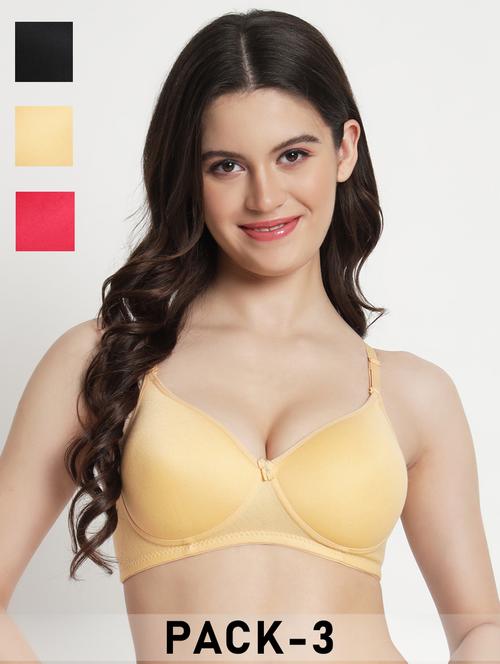 women pack of 3 solid lightly padded t-shirt bra - 21962915 - Very Small Image - 1