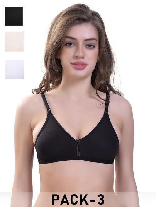 women pack of 3 solid non padded t-shirt bra - 21962916 - Very Small Image - 1