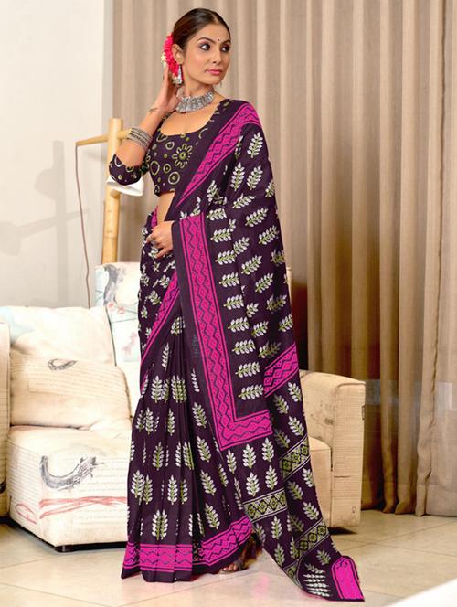 women printed casual wear saree with blouse - 21962994 - Very Small Image - 1