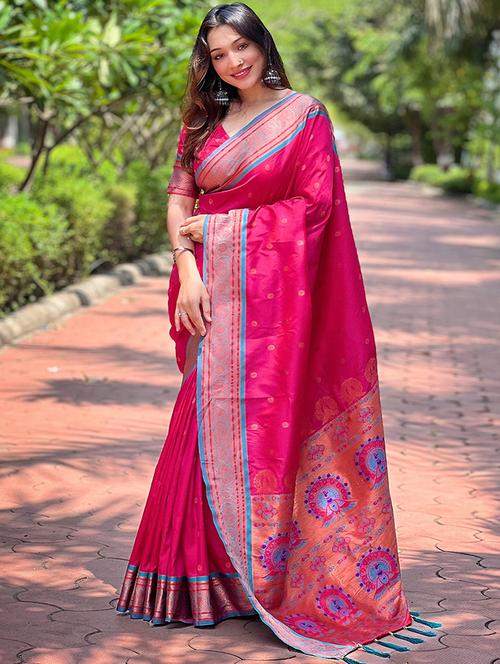 women self design paithani saree with blouse - 21963025 - Very Small Image - 1