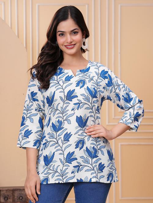 women floral print notch neck straight kurti - 21963075 - Very Small Image - 1