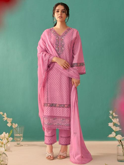 women pink long sleeve kurta pant with dupatta set - 21963471 - Very Small Image - 1