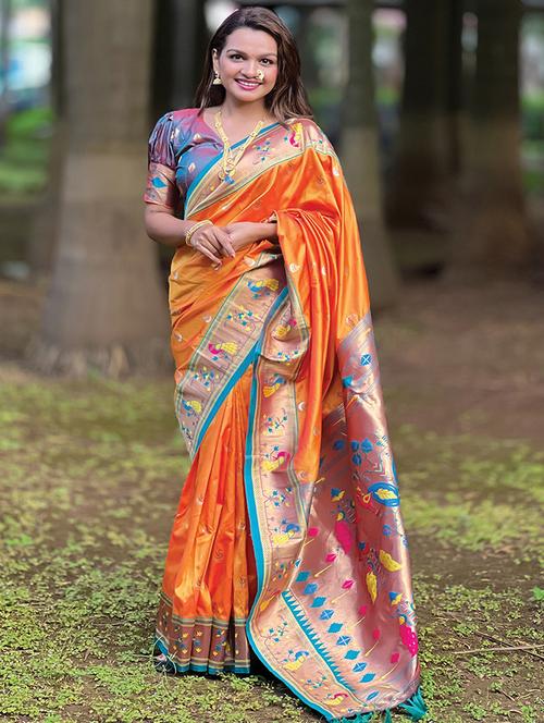 women self design paithani saree with blouse - 21964816 - Very Small Image - 1
