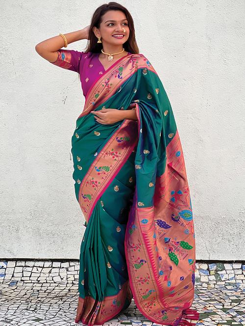 women self design paithani saree with blouse - 21964818 - Very Small Image - 1