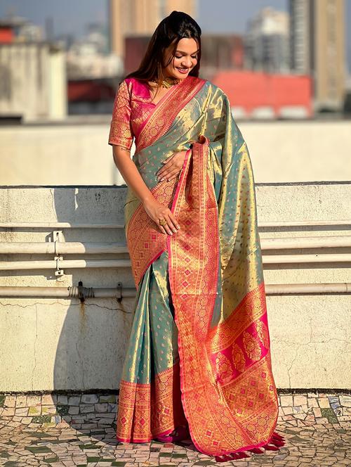 women self design banarasi saree with blouse - 21965104 - Very Small Image - 1
