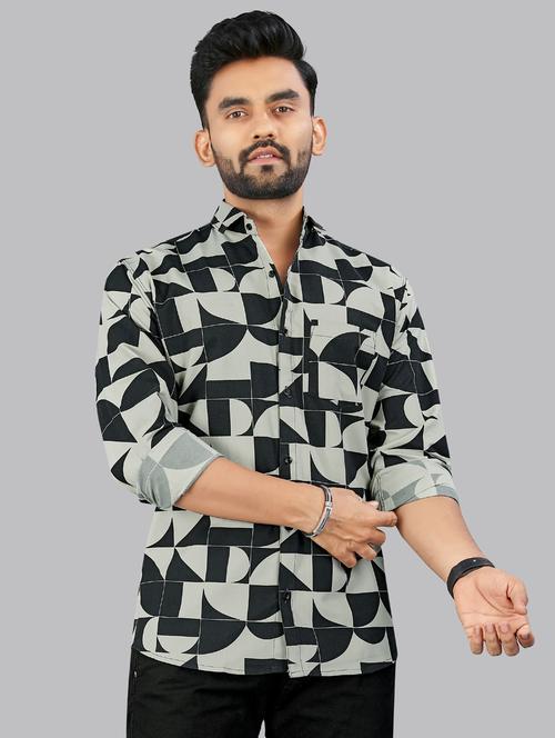 men printed long sleeve regular fit casual shirt - 21965116 - Very Small Image - 1