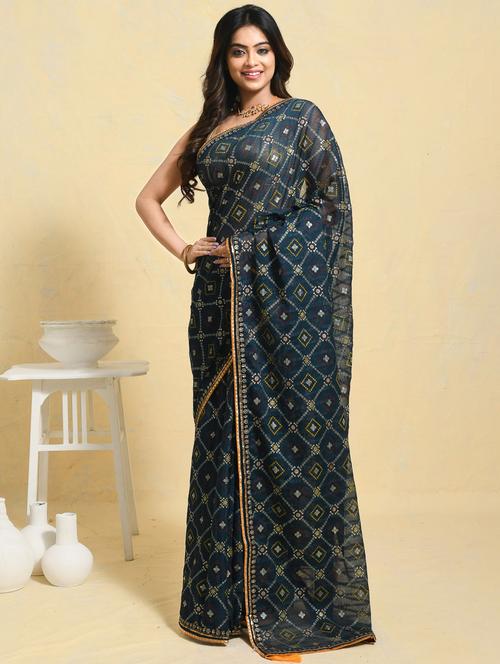 women printed casual wear saree with blouse - 21965532 - Very Small Image - 1