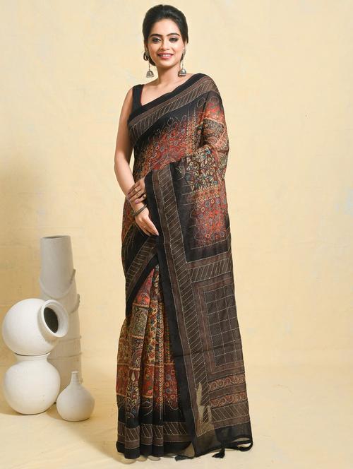 wwomen paisley printed saree with blouse - 21965569 - Very Small Image - 1