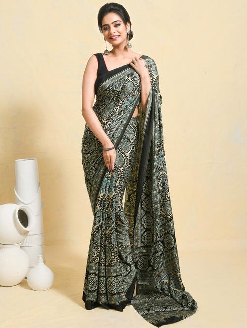 women printed casual wear saree with blouse - 21965611 - Very Small Image - 1
