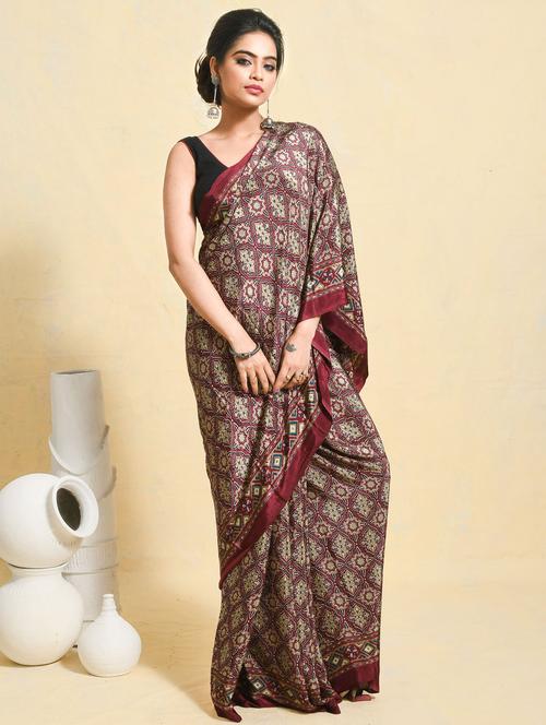 women printed casual wear saree with blouse - 21965615 - Very Small Image - 1