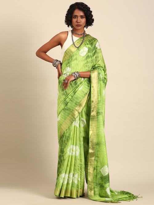 women tie & dye printed saree with blouse - 21965653 - Very Small Image - 1
