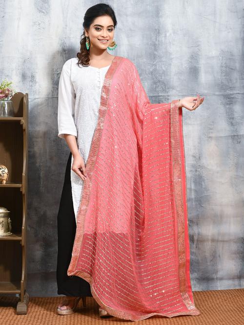 women pink casual wear dupatta - 21965688 - Very Small Image - 1