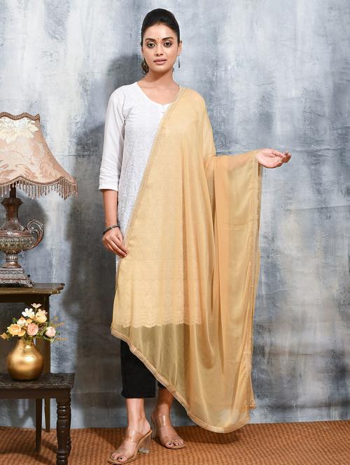 women solid embellished bordered dupatta - 21965703 - Very Small Image - 1