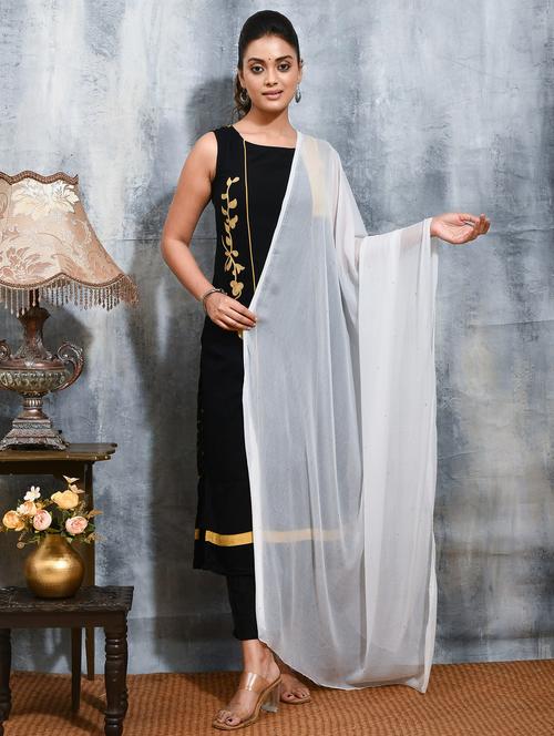 women solid with work embellished dupatta - 21965711 - Very Small Image - 1