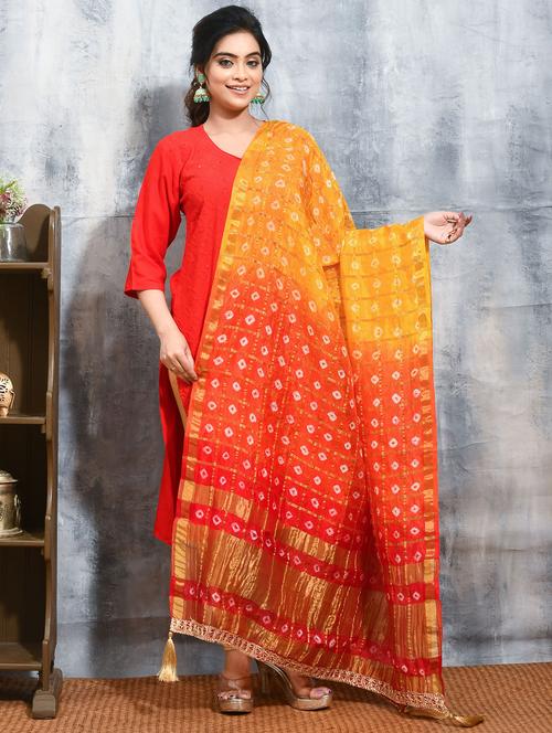 women bandhani printed dupatta - 21965724 - Very Small Image - 1