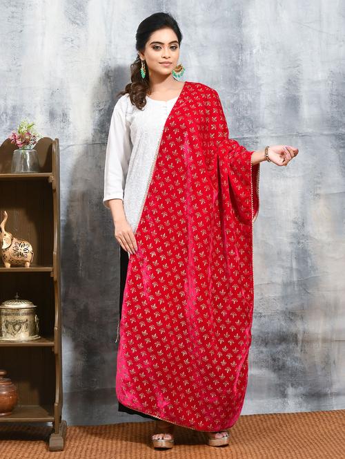 women pink printed dupatta - 21965725 - Very Small Image - 1