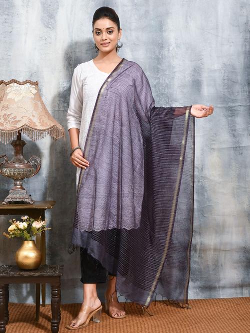 women navy blue striped dupatta - 21965731 - Very Small Image - 1