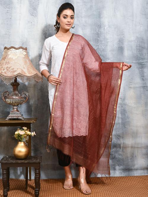 women brown striped dupatta - 21965734 - Very Small Image - 1