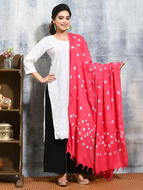 women pink bandhani printed dupatta - 21965741 - Very Small Image - 1